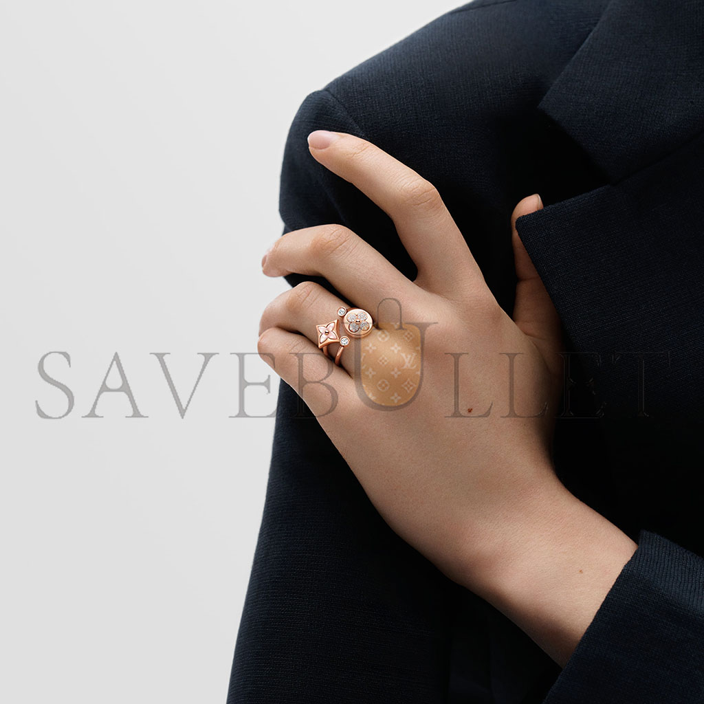 l**is v*t*n color blossom mini star rose gold, pink mother-of-pearl and Di*m*nd ring q9n07a